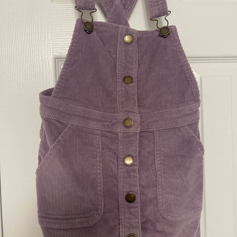 Jamie Kay dusty lavender corduroy overall dress